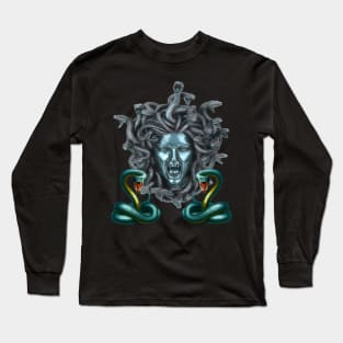 Blue Snake Medusa Gorgon Long Sleeve T-Shirt